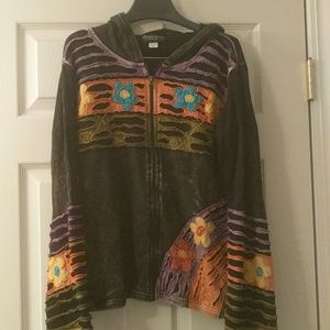 Hooded sweatshirt  black washed Color with purple